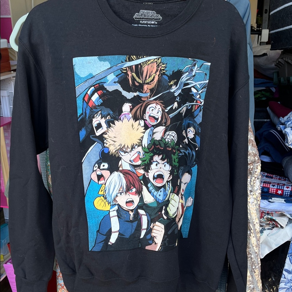 Black Anime Graphic Men's Sweater